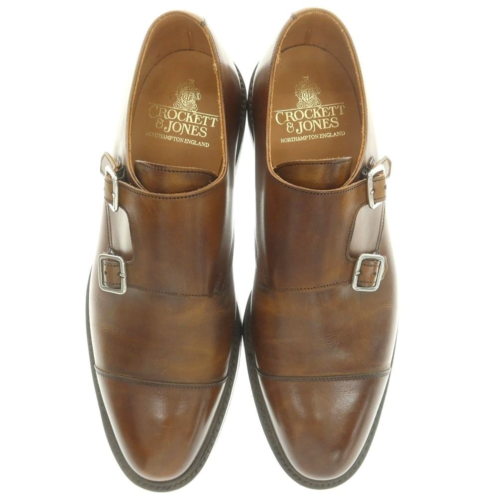 クロケットアンドジョーンズ -JONES ダブルモンク ドレスシューズ ブラウン サイズ7 E メンズ