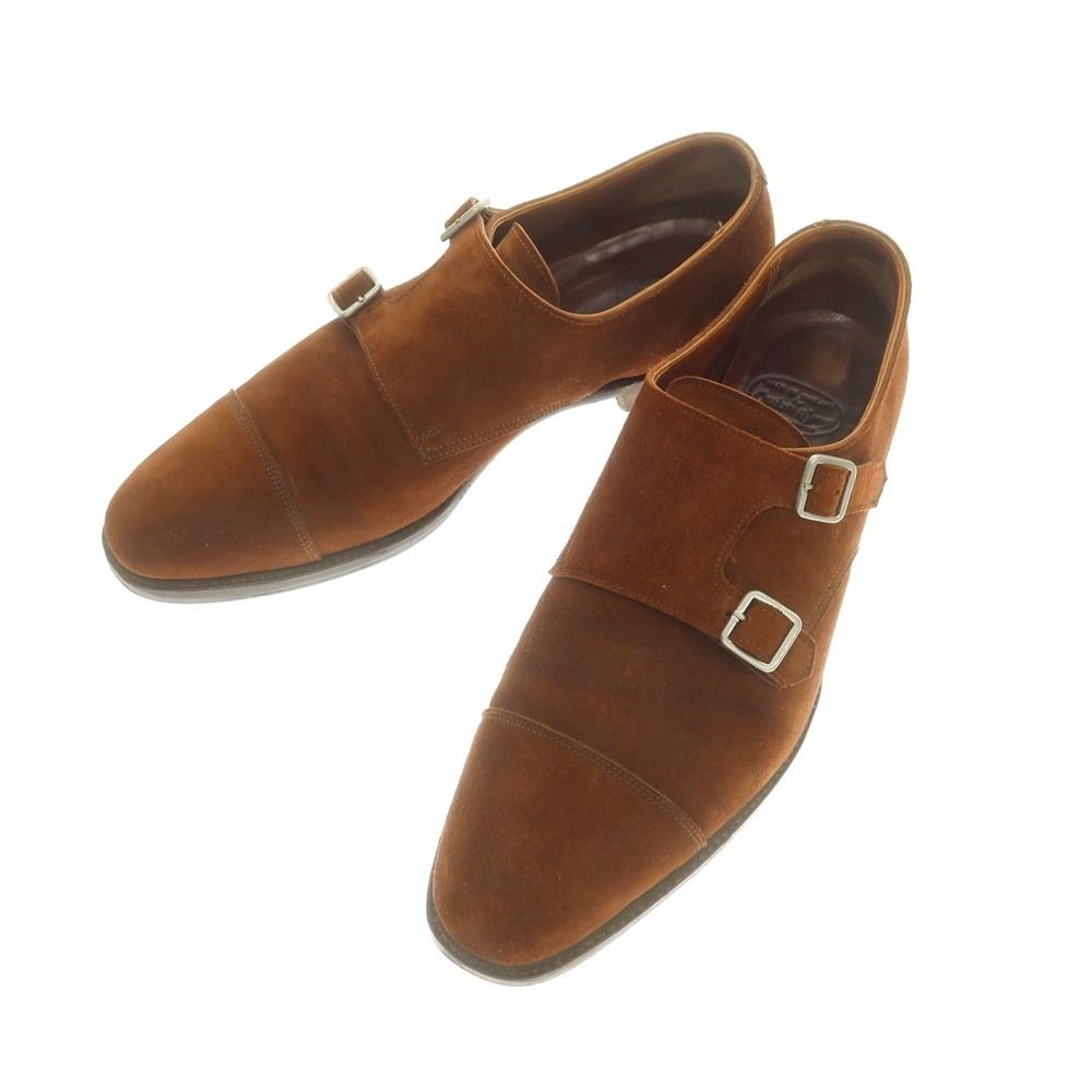クロケットアンドジョーンズ CROCKETT-JONES REPTON スエード ダブルモンク ドレスシューズ ブラウン サイズ8D メンズ