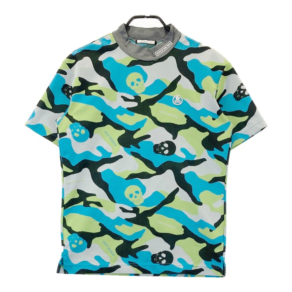 サイズ 46 MARK-LONA マークアンドロナ ハイネック 半袖Tシャツ カモフラ柄 ブルー系 240101539756 ゴルフウェア メンズ ストスト