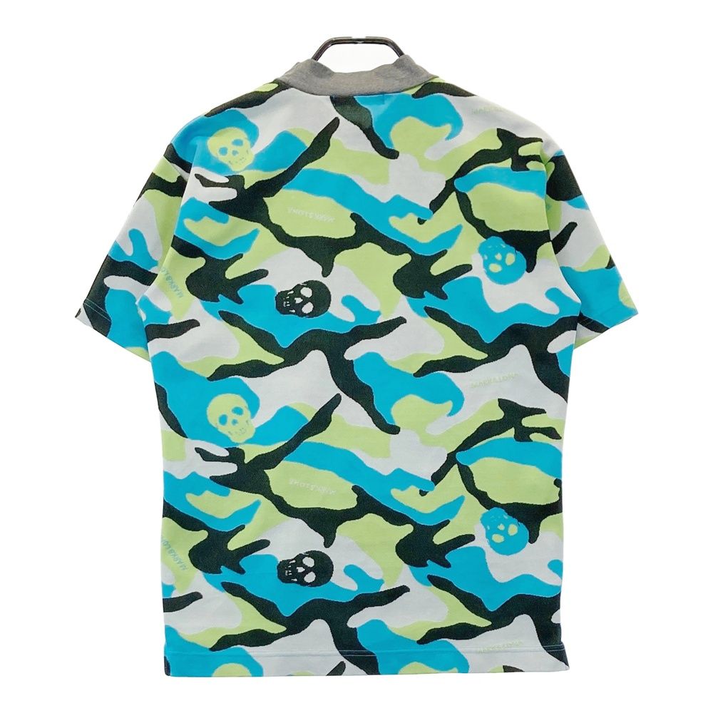 サイズ 46 MARK-LONA マークアンドロナ ハイネック 半袖Tシャツ カモフラ柄 ブルー系 240101539756 ゴルフウェア メンズ ストスト