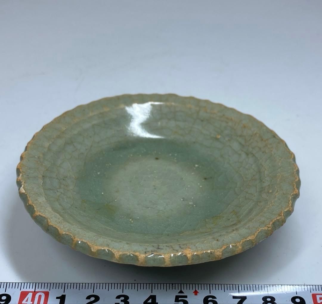 中国明時代 七宮青磁皿 口径10.8㎝ 東里7-0117