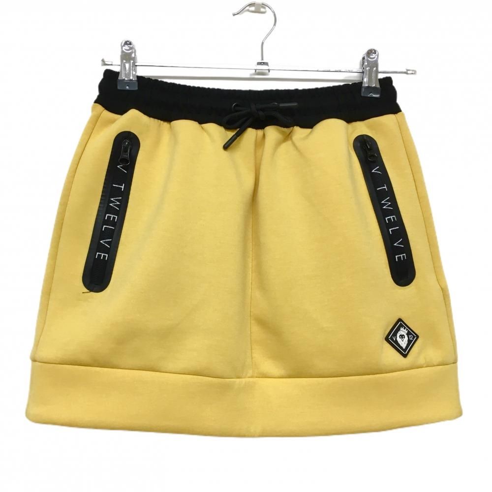 超 V12 スカート イエロー系×黒 ダンボールニット ウエストゴム レディース 1 M ゴルフウェア V12