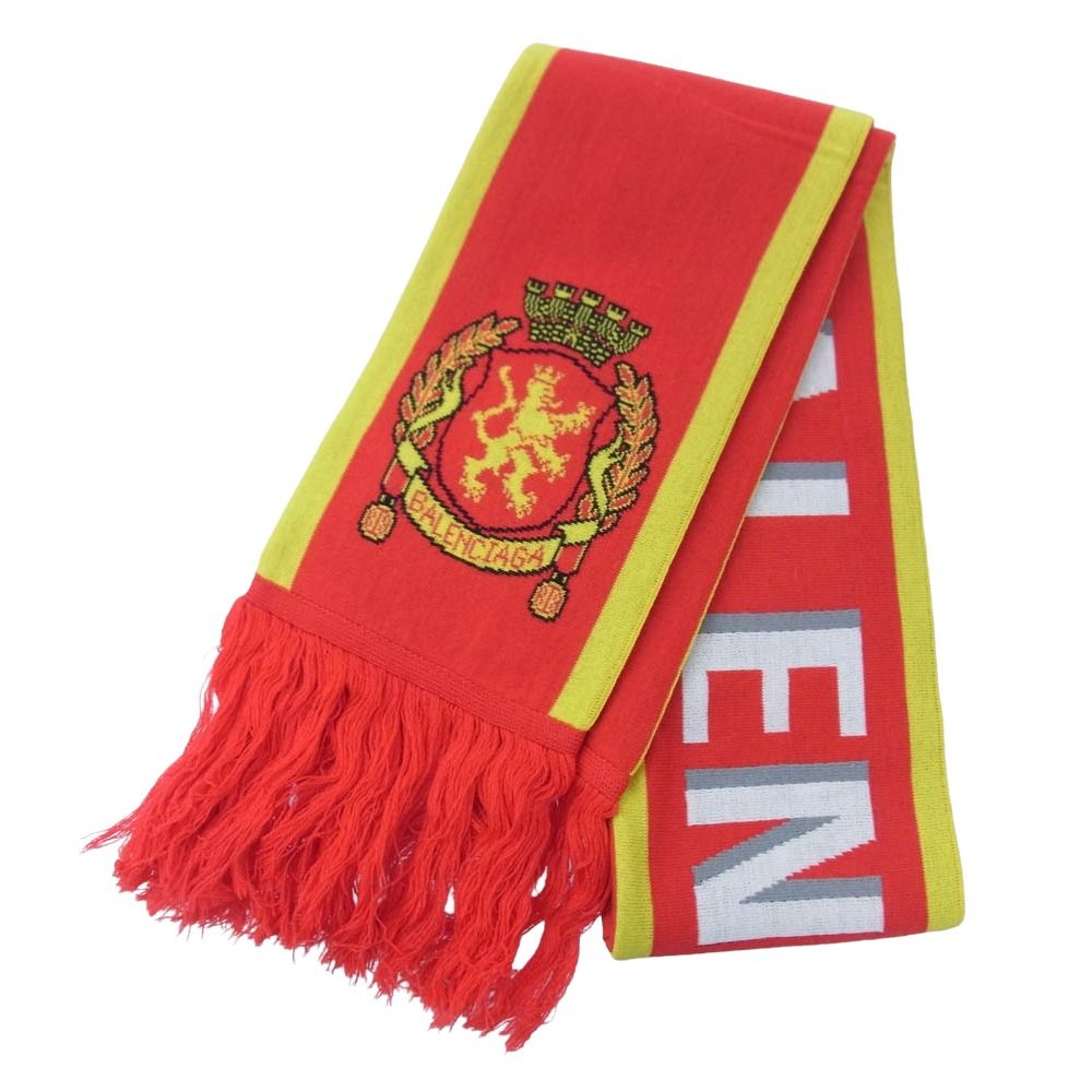 BALENCIAGA バレンシアガ 724010 484B0 × ADIDAS SOCCER SCARF アディダス フリンジ サッカー スカーフ マフラー ストール レッド系 新古品