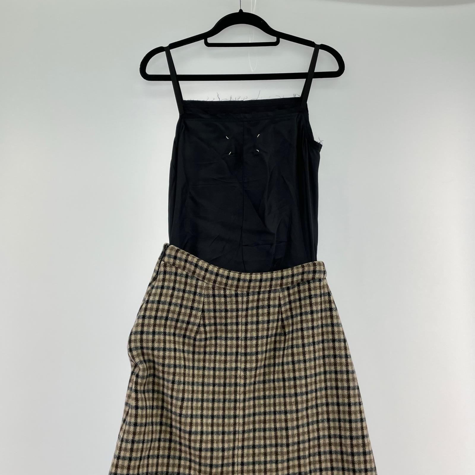 Maison Margiela 21AW ウール サテン切替キャミソールワンピース ミモレ丈 スリッ ト 38