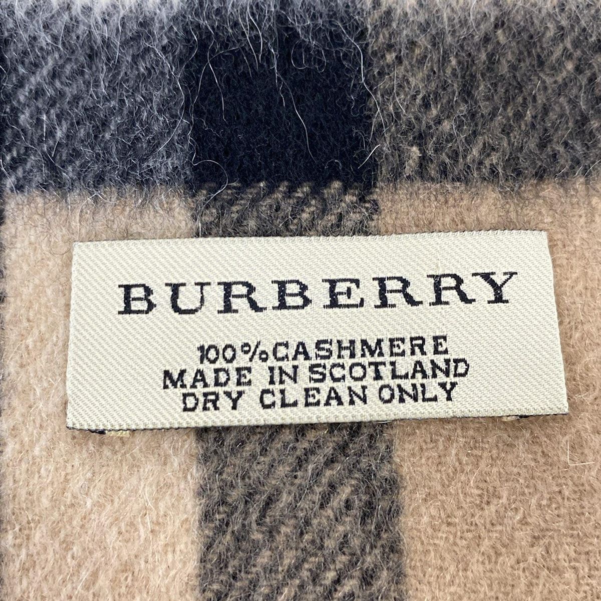 BURBERRY|Burberry バーバリー マフラー - ベージュ×黒×マルチ チェック柄|フリンジ カシミヤ