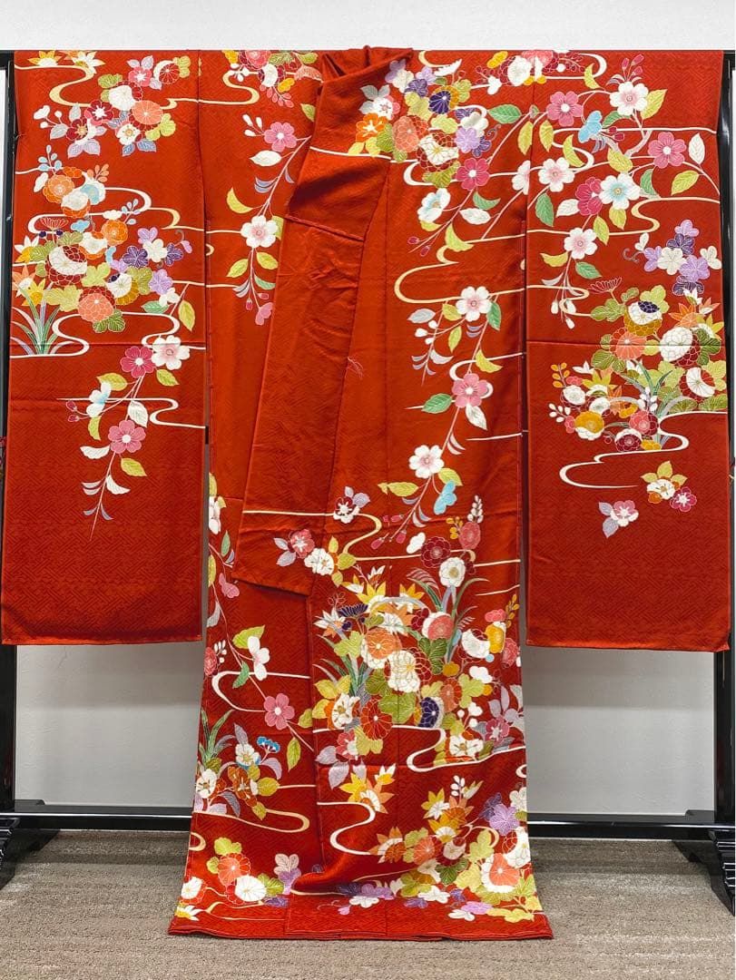 千總謹製 振袖 仮絵羽 未仕立て品 刺繍 金駒 金彩 紋意匠 正絹 八掛 