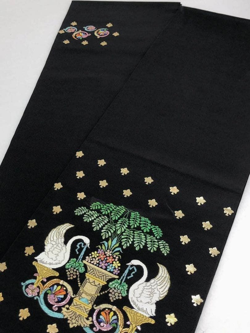 龍村光峯 白鳥の夢 錦織 本袋帯 金糸 正絹 黒色 K211 - メルカリ