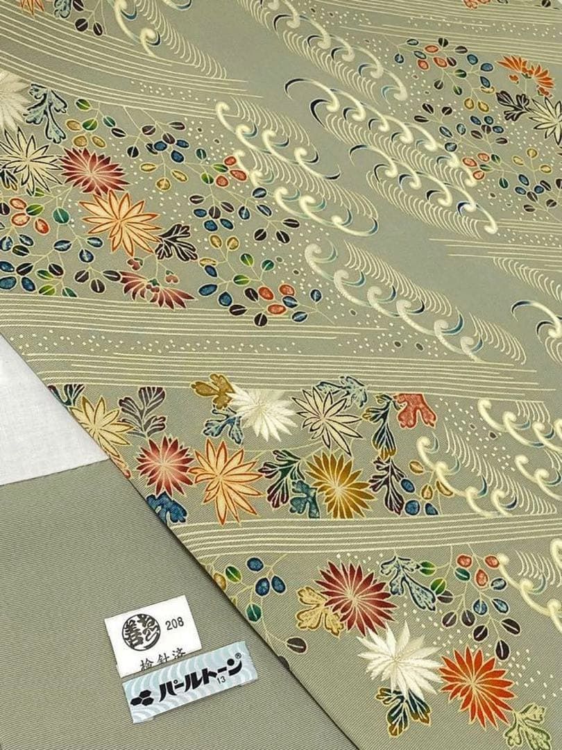希少 東京友禅 木下冬彦 御所解 塩瀬 手描き 手刺繍 名古屋帯 落款入 正絹 希少 東京友禅 木下冬彦 御所解 塩瀬 手描き 手刺繍 名古屋帯 落款入