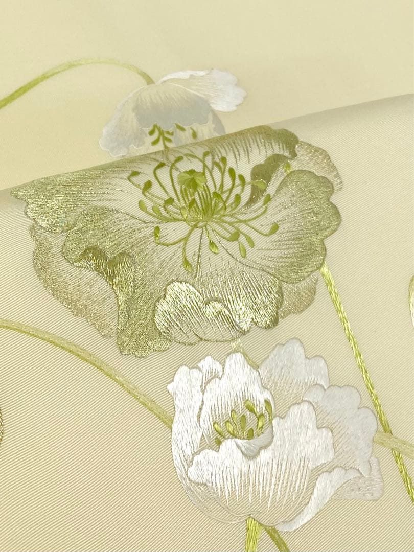工芸染匠 成謙 成謙蔵刺繍 塩瀬 袋帯 五泉 ポピー 芥子 正絹