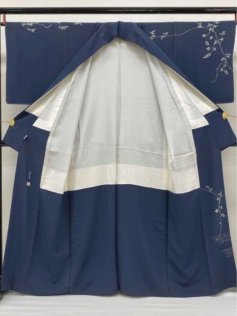 平和屋着物□極上 夏物 撫松庵 訪問着 紅梅織 渡橋風景花文 紅藤色地