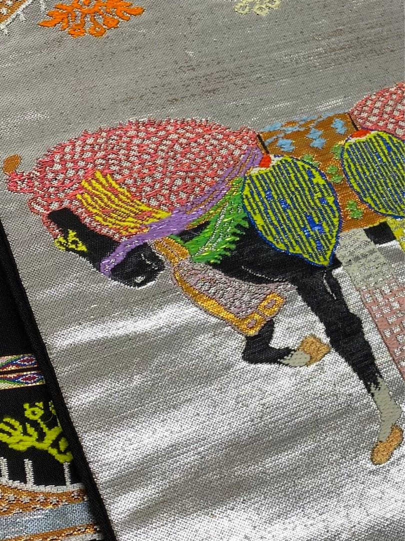 龍村平蔵製 天竺祭馬錦 本袋帯 金糸 銀糸 正絹 - メルカリ