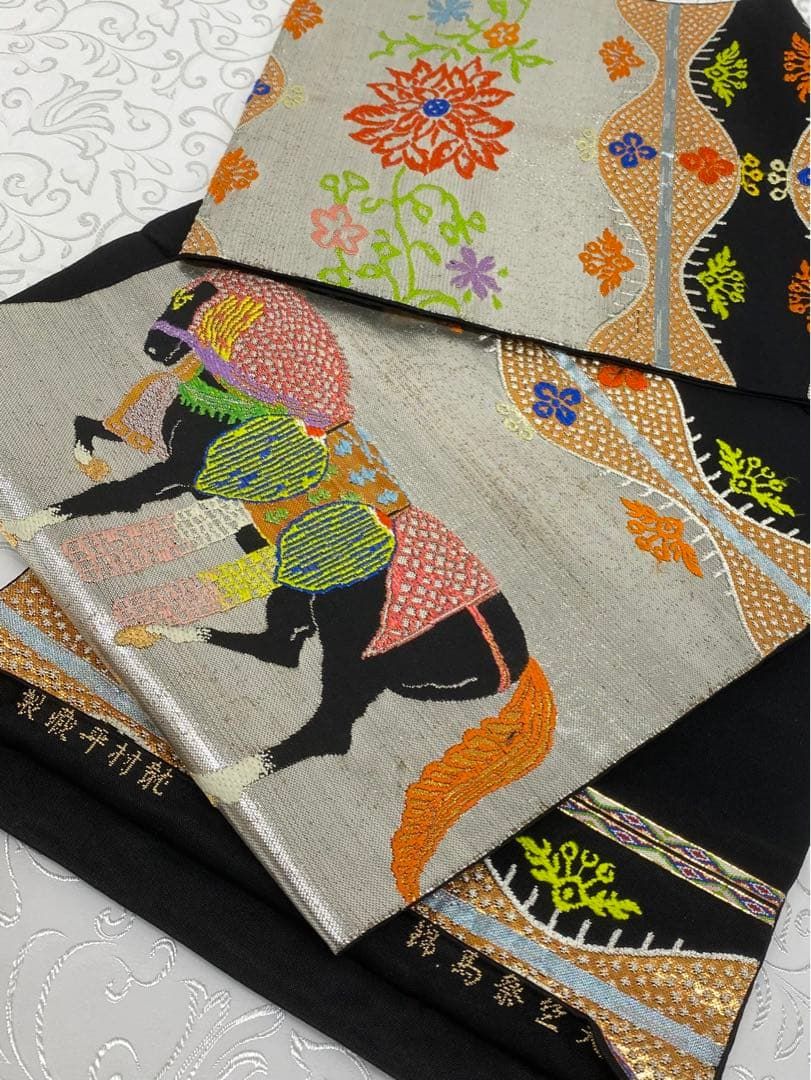 龍村平蔵製 天竺祭馬錦 本袋帯 金糸 銀糸 正絹 - メルカリ