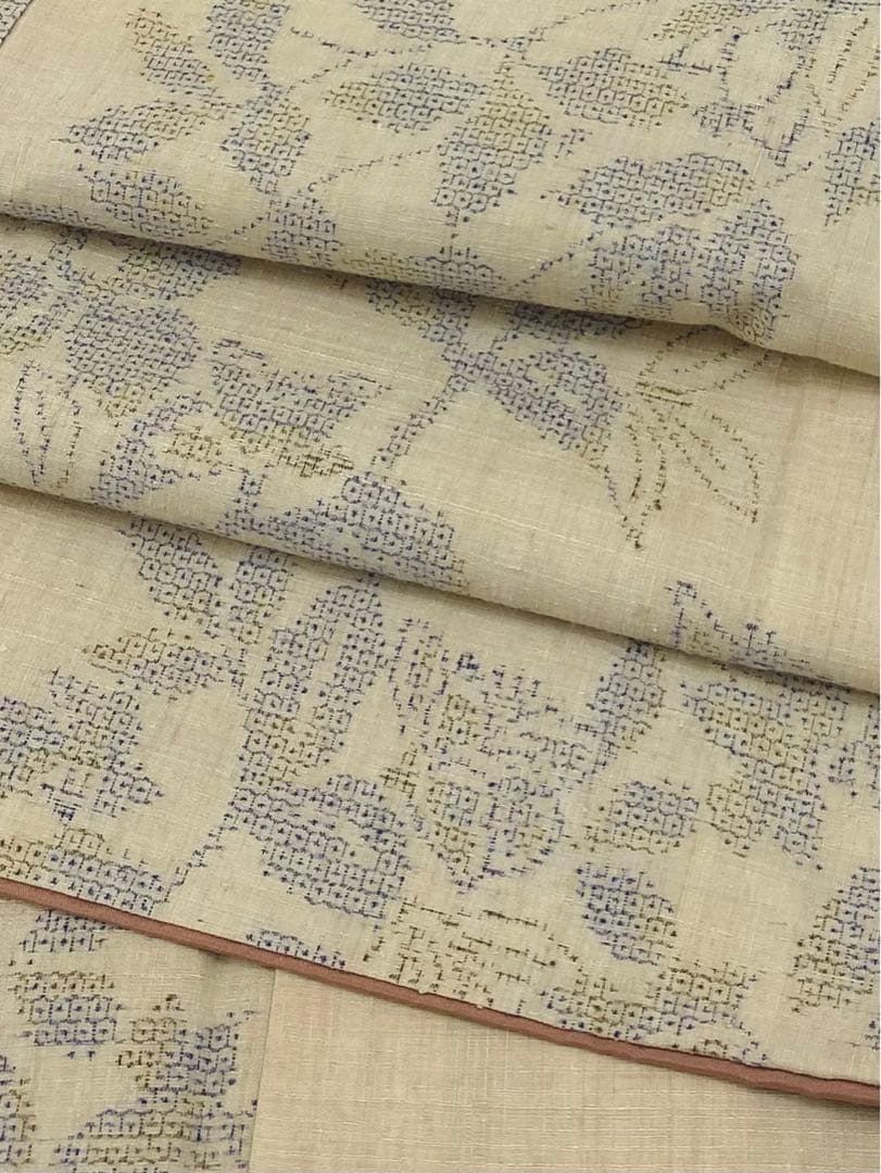 重要無形文化財指定 本場結城紬 100亀甲 奥順謹製 正絹 躾糸付き