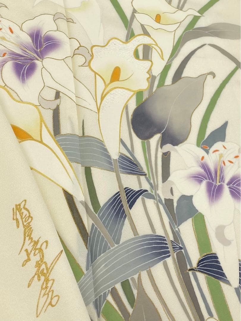 白木染匠x假屋崎省吾 落款入 手描糸目友禅 京友禅 訪問着 手刺繍 金彩