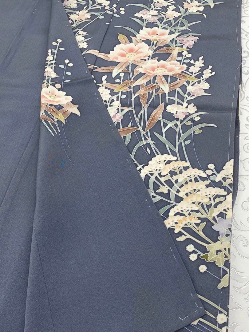 加賀友禅 山本富男 落款入 「花風」 訪問着 仮絵羽 未仕立て品 八掛