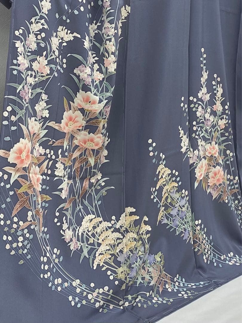 加賀友禅 山本富男 落款入 「花風」 訪問着 仮絵羽 未仕立て品 八掛