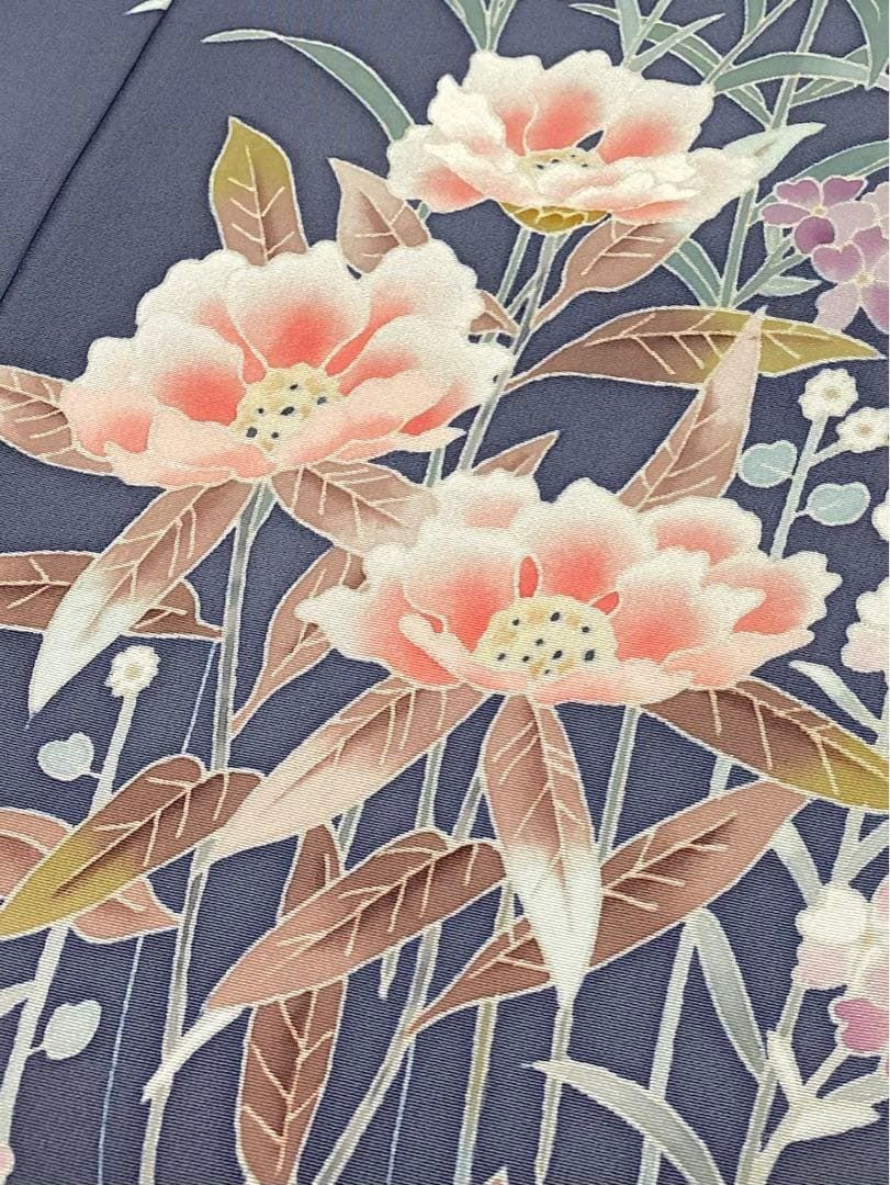 加賀友禅 山本富男 落款入 「花風」 訪問着 仮絵羽 未仕立て品 八掛 