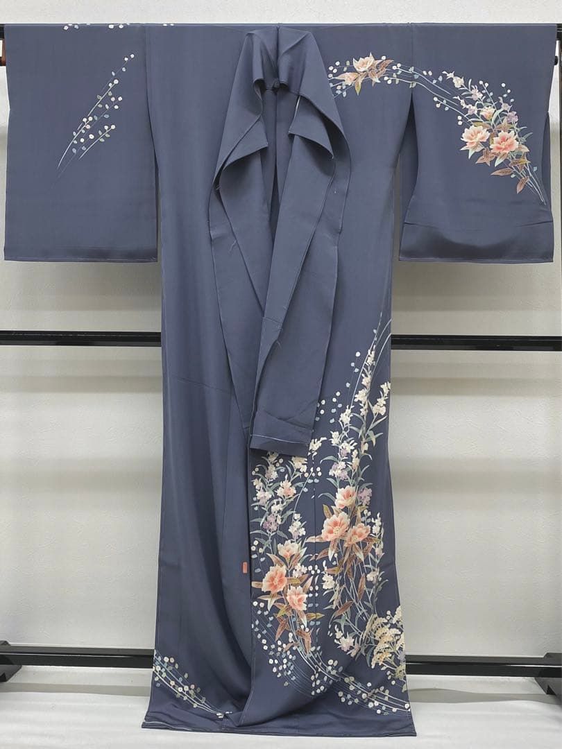 加賀友禅 山本富男 落款入 「花風」 訪問着 仮絵羽 未仕立て品 八掛 