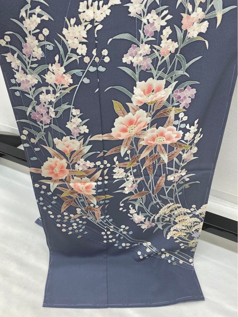 加賀友禅 山本富男 落款入 「花風」 訪問着 仮絵羽 未仕立て品 八掛