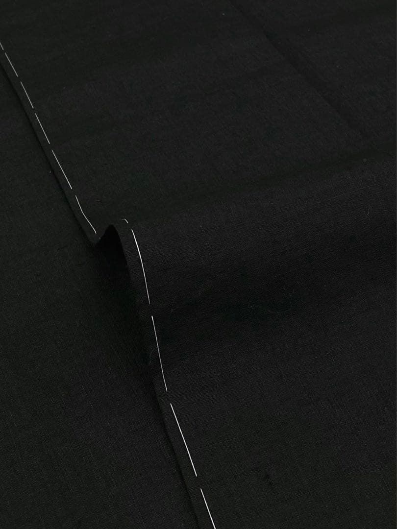 重要無形文化財指定 本場結城紬 無地 正絹 躾糸付き 証紙付き 黒色