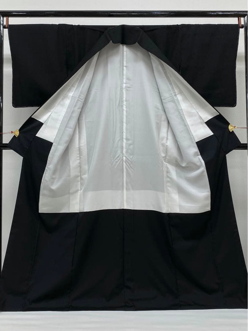 重要無形文化財指定 本場結城紬 無地 正絹 躾糸付き 証紙付き 黒色