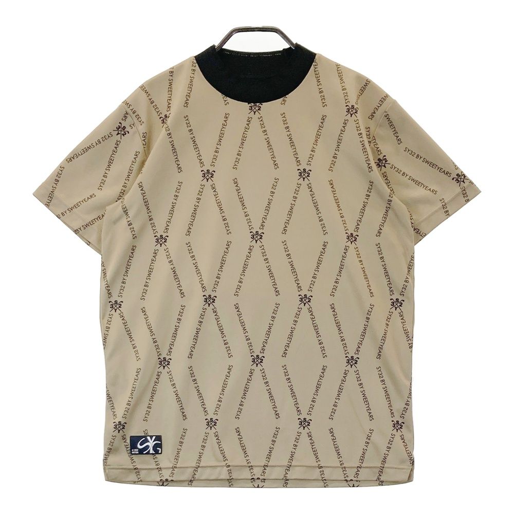 サイズ M SY32 BY SWEET YEARS GOLF エスワイサーティトゥ モックネック 半袖Tシャツ ロゴ 総柄 ブラウン系 240101543126 ゴルフウェア メンズ ストスト