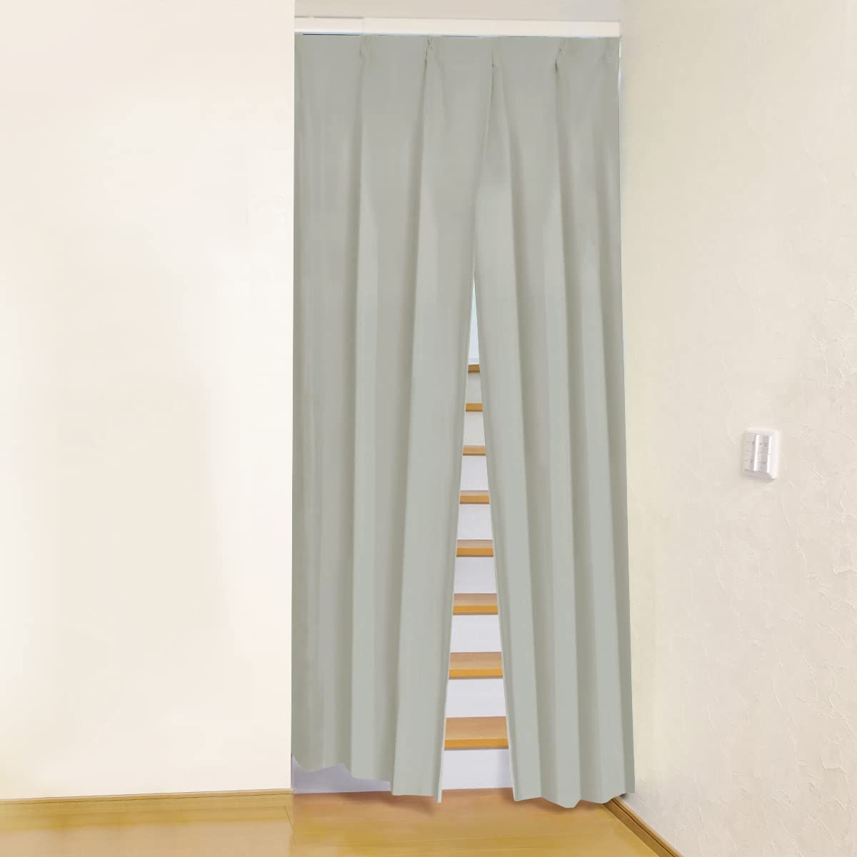 カーテンくれない 高断熱 間仕切り スリットカーテン リビング階段や玄関の間仕切り レールセット 断熱 保冷 目隠し アコーディオン 突っ張り棒 色 ペールグレー サイズ 幅 80cm× 丈 235cm