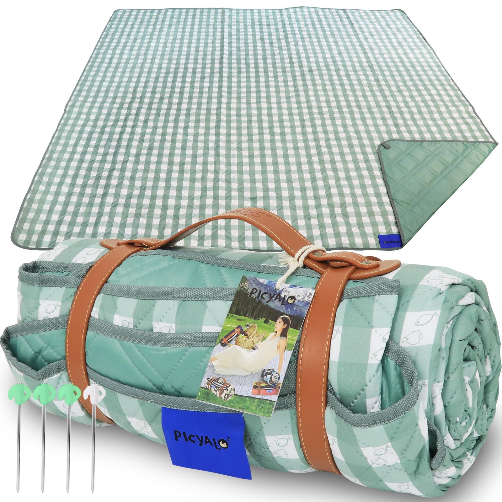 レジャーシート 厚手 ピクニックシート 大判 五層構造 折りたたみ ピクニックマット防水 防風 レジャーマット 洗濯機で洗える 良質革持ち手付き 持ち運びやすい 卷き取り式 軽量 おしゃれ かわいい 遠足 運動会 お花見 花火大会 ピクニックビーチ