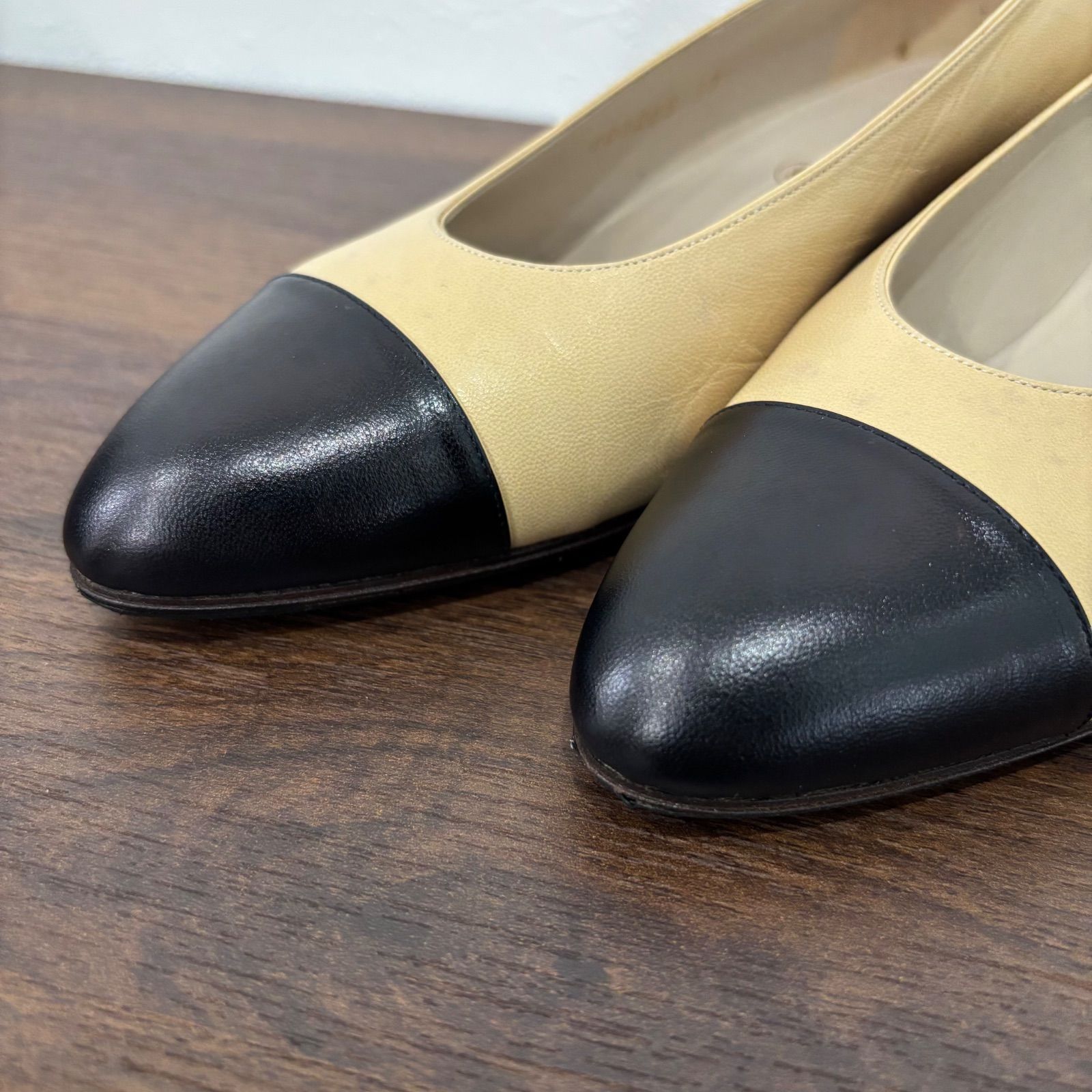  CHANEL シャネル パンプス シューズ レディース ベージュ ブラック き 23.5 cm ハイヒール パンプス パンプス