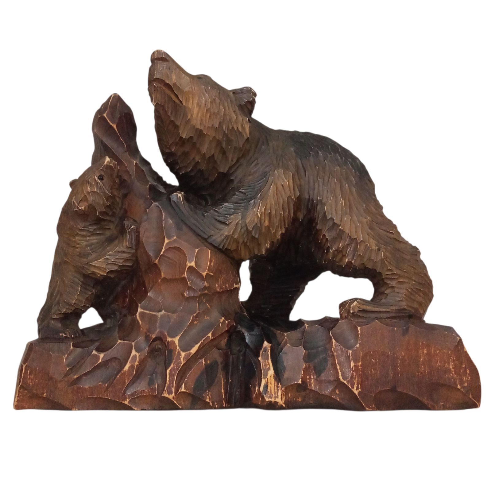 木彫り　熊　置物　(台座横幅 約27cm) 木彫り 熊 置物 (台座横幅 約27cm)