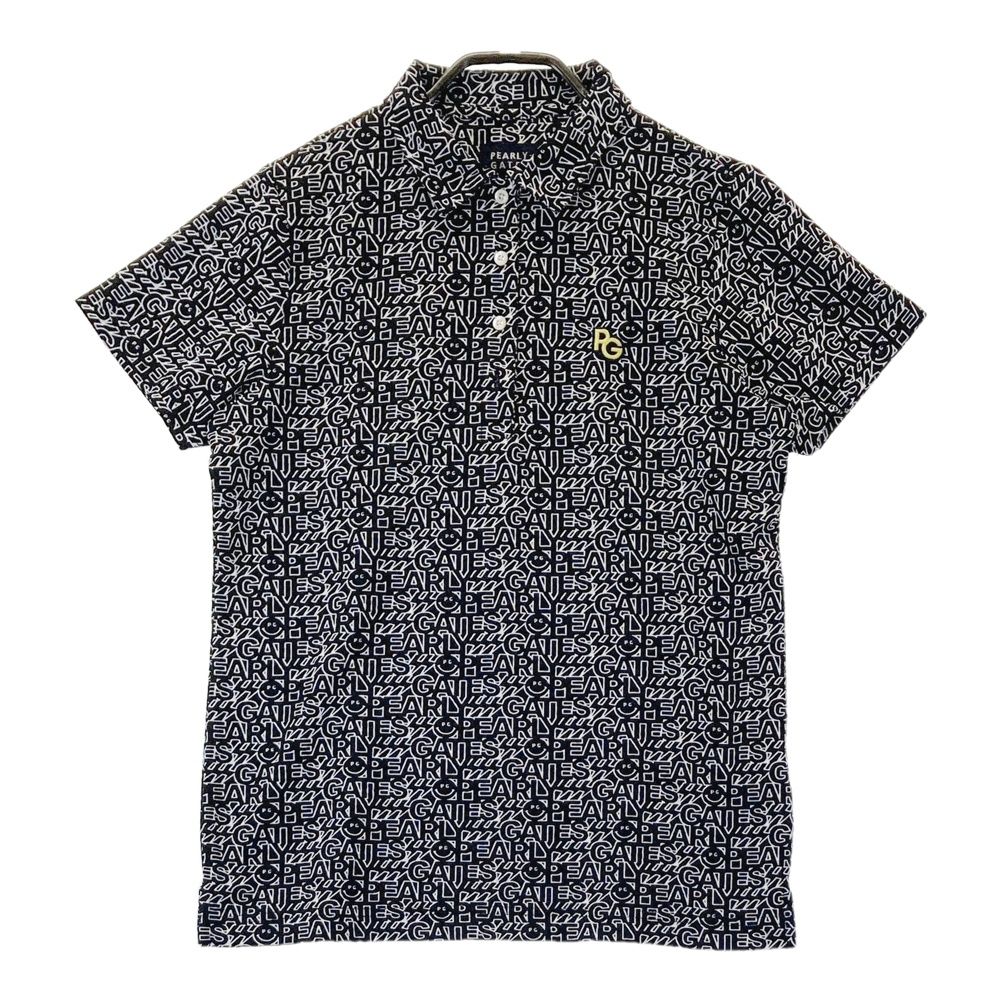 サイズ 1 PEARLY GATES パーリーゲイツ PGスマイル 半袖ポロシャツ ロゴ柄 ブラック系 240101543026 ゴルフウェア レディース ストスト