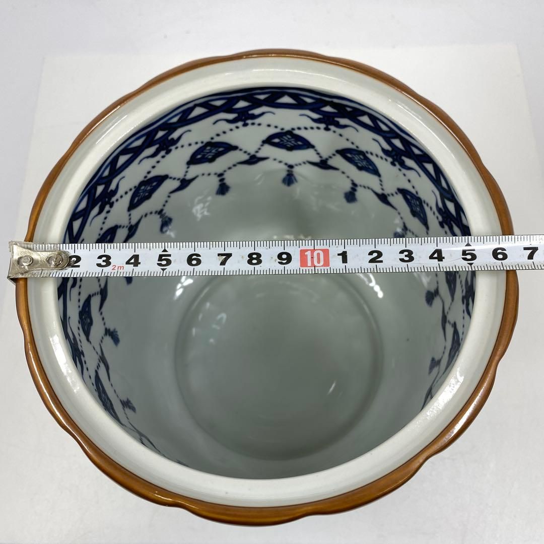 URA]京焼/平安 景雲 造/染付山水風景図水指/共箱/