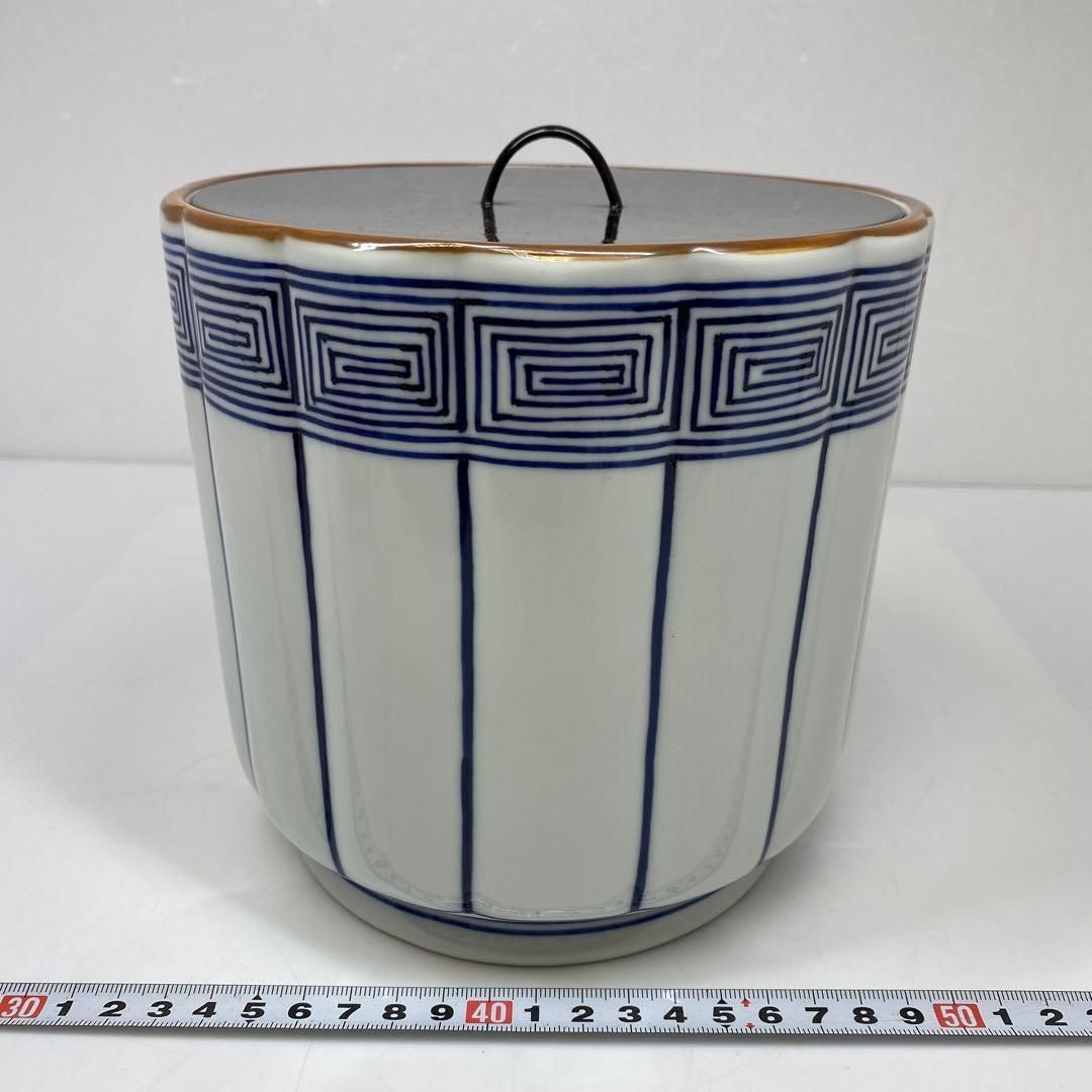 URA]京焼/平安 景雲 造/染付山水風景図水指/共箱/