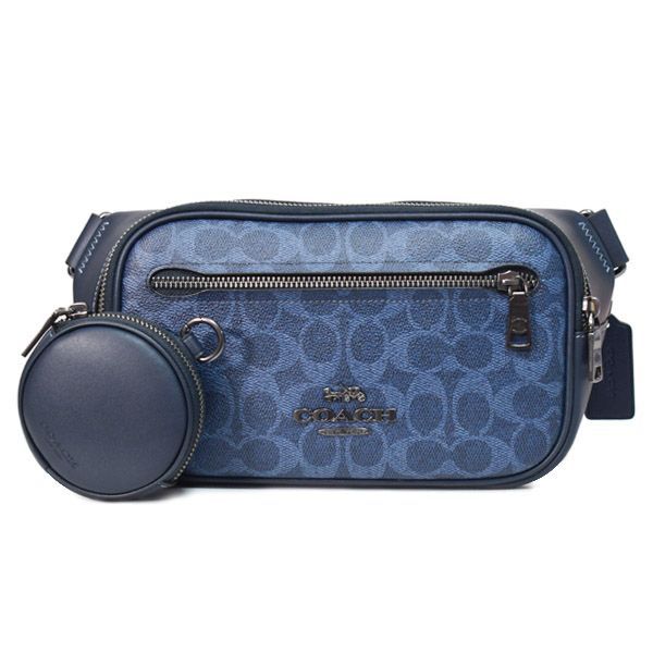 コーチ バッグ COACH コーティングキャンバス レザー シグネチャー エリアス コインケース付き ベルトバッグ 2way ワンショルダー バックパック ボディバッグ ウエストバッグ デニム×ミッドナイトネイビー CZ400