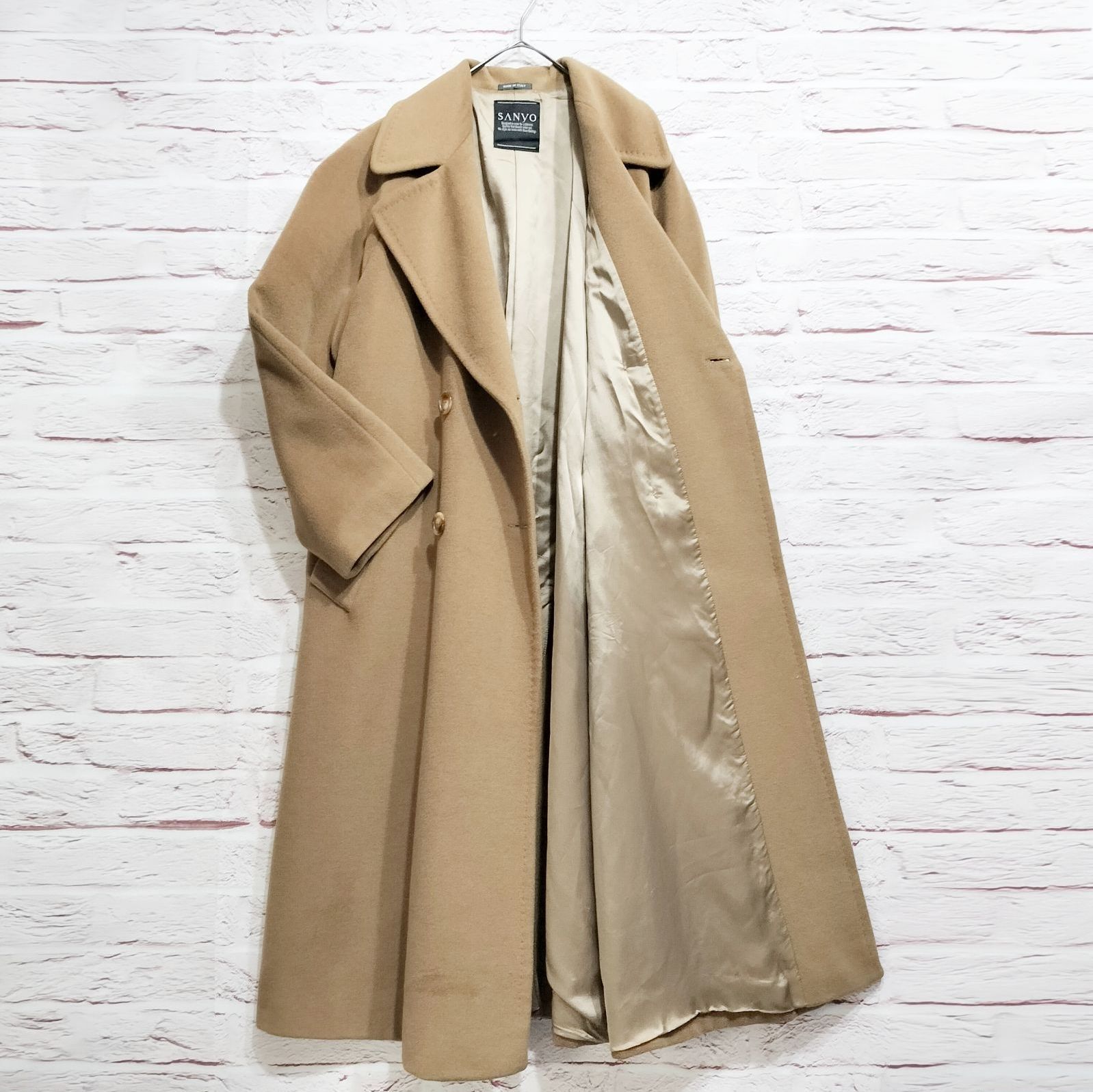 イタリア製 SANYO ロング チェスター トレンチコート アンゴラ50