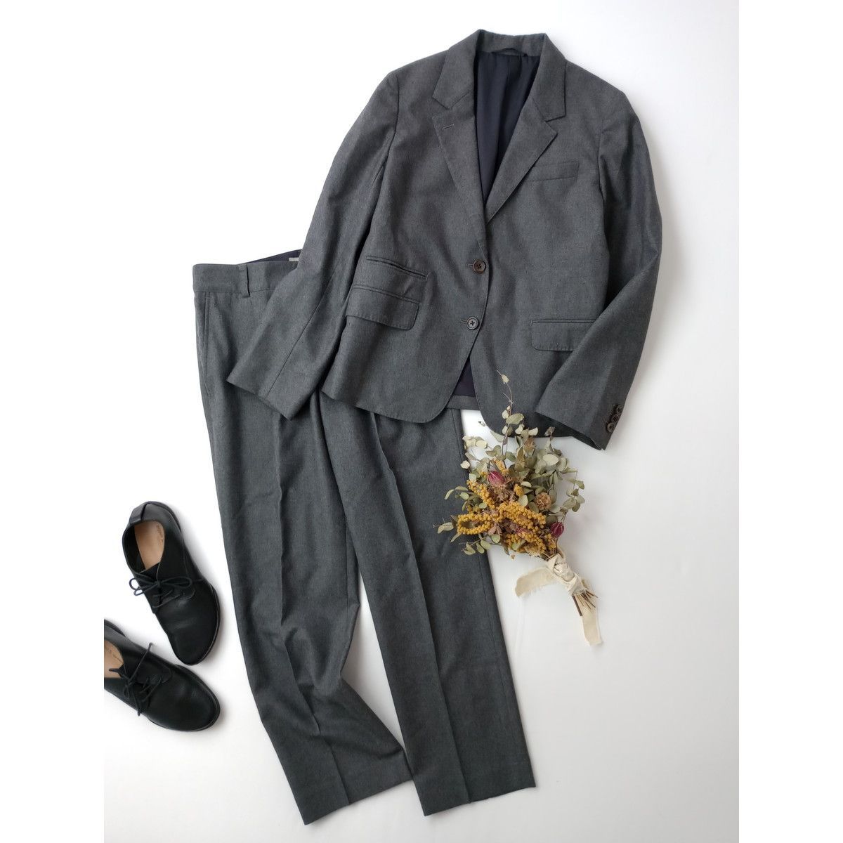 MARGARET HOWELL マーガレット ハウエル 2P セットアップ ウール 毛 100％ テーラードジャケット パンツ Ⅰ グレー 95Y 7139 25A