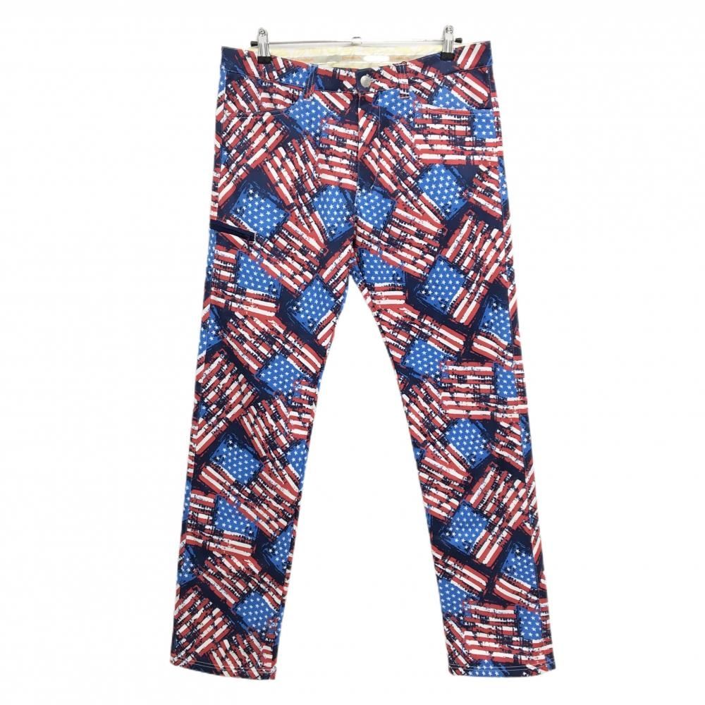 ラウドマウス パンツ レッド×ライトブルー 星条旗柄 裏起毛 防風 保温 メンズ LL ゴルフウェア LOUDMOUTH
