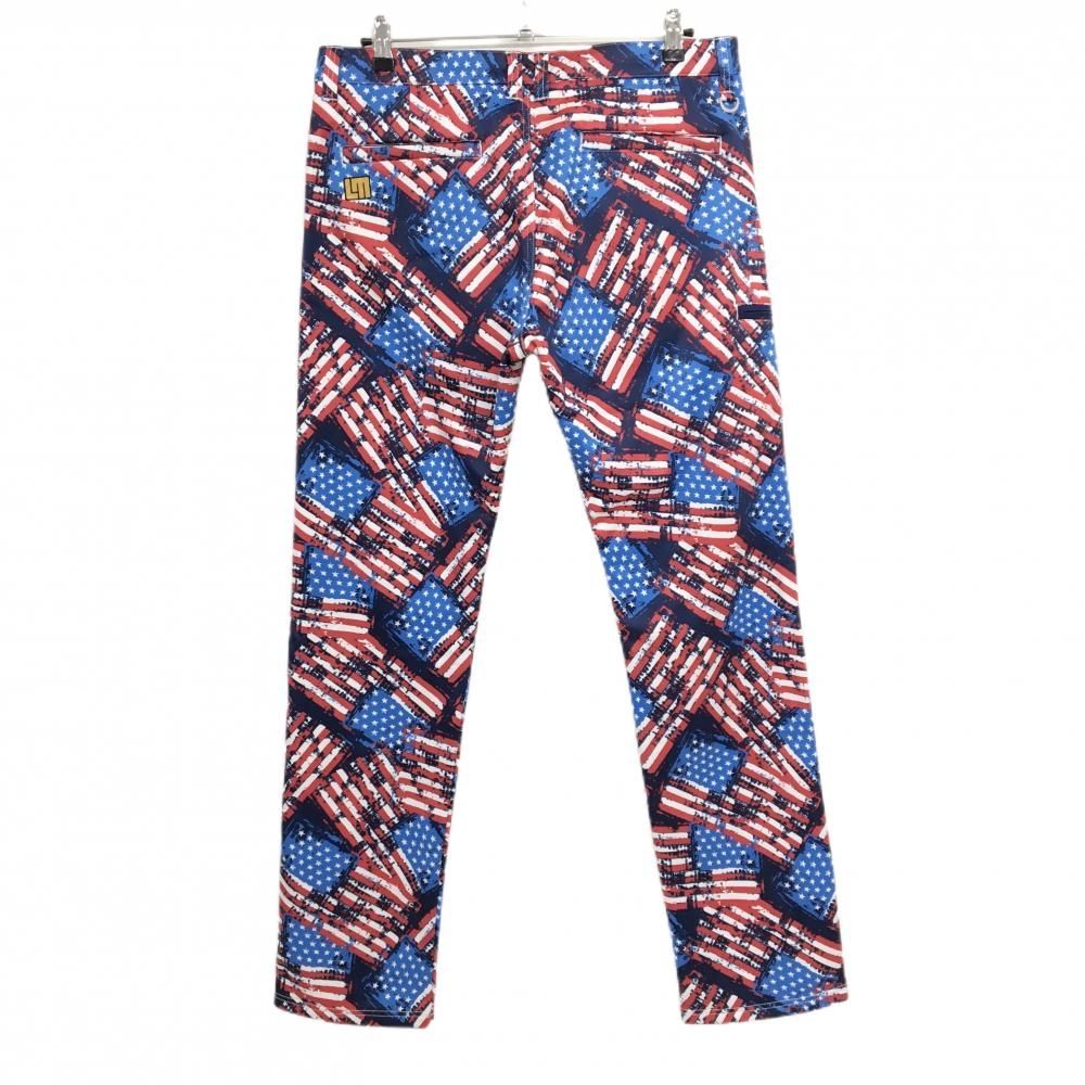 ラウドマウス パンツ レッド×ライトブルー 星条旗柄 裏起毛 防風 保温 メンズ LL ゴルフウェア LOUDMOUTH