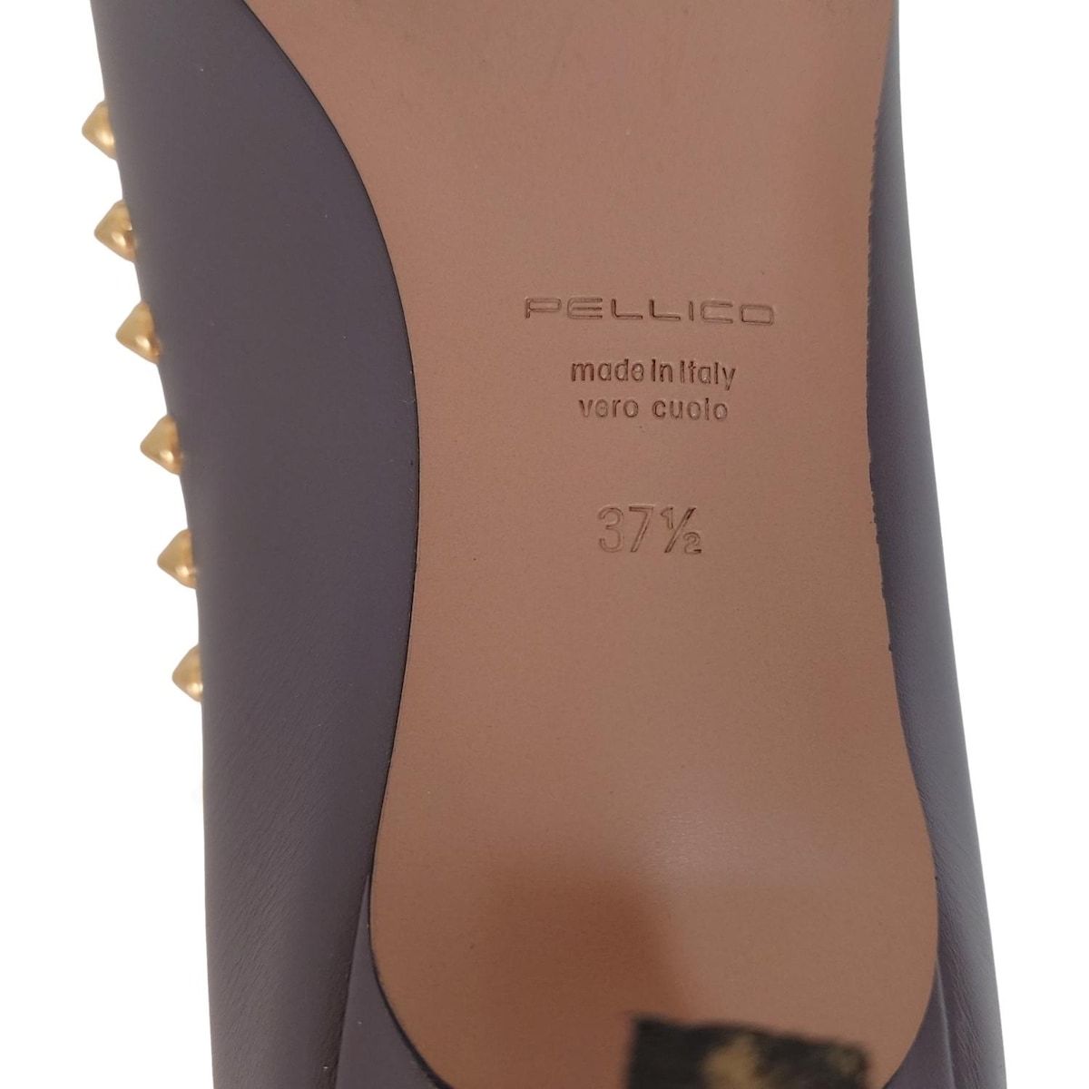  PELLICO ペリーコ パンプス 37 1 2 レディース - グレー スタッズ レザー ハイヒール パンプス パンプス