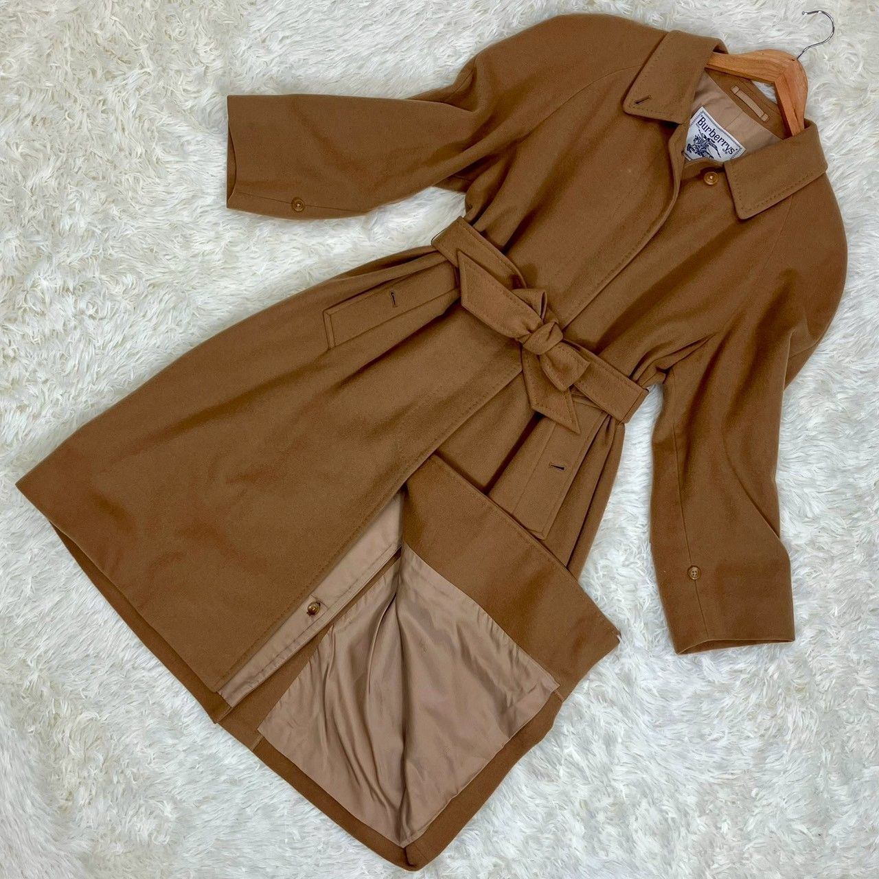 バーバリー バーバリーズ ロングコート ベルト付き 比翼 カシミヤ混