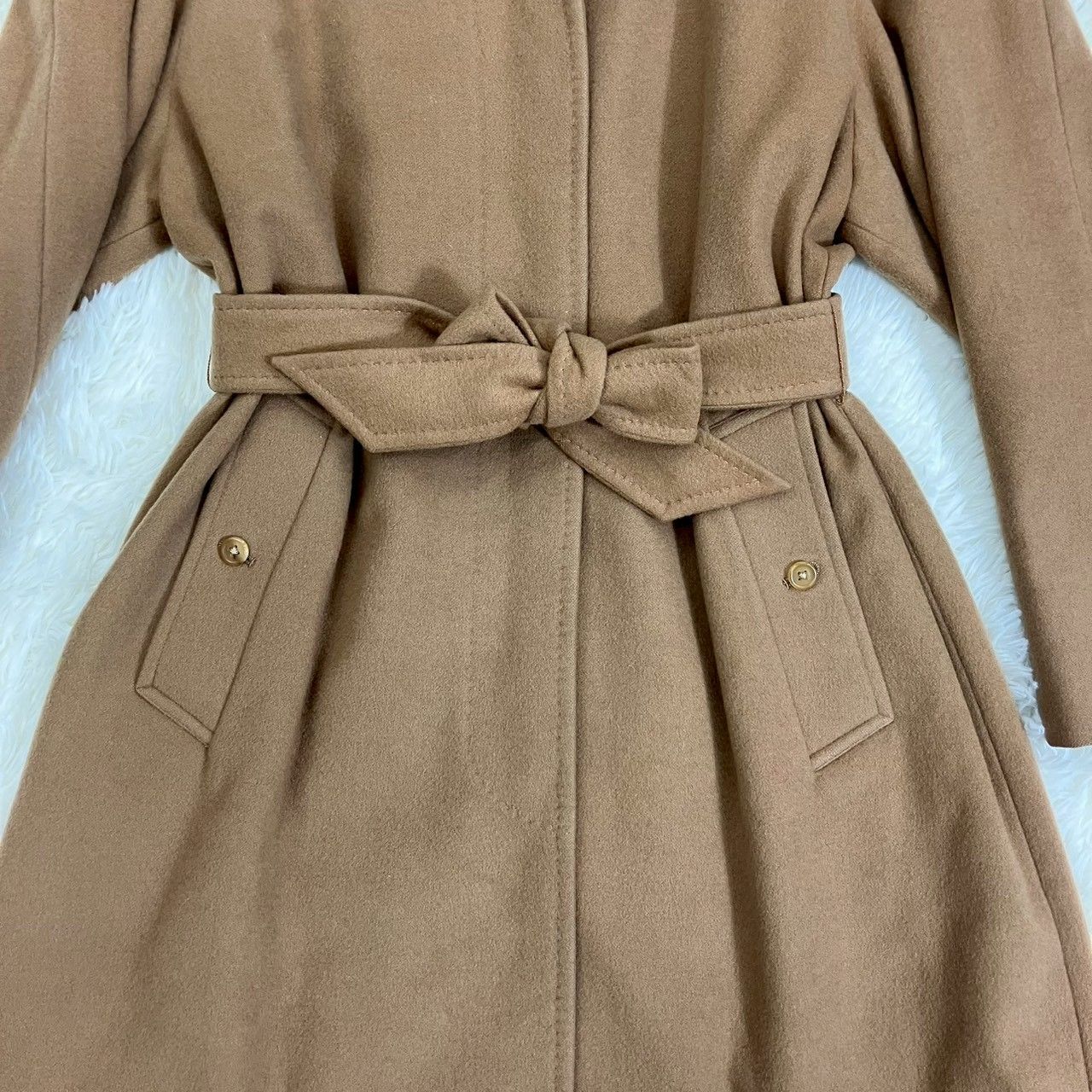 バーバリー バーバリーズ ロングコート ベルト付き 比翼 カシミヤ混