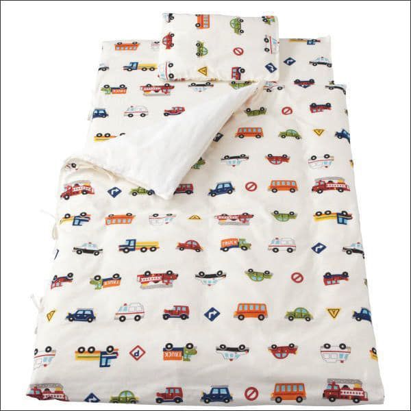  保育園用 ベビー布団 セット フジキ くるまパーク ベビー用お昼寝布団7点セット 携帯用バッグ付き ダブルガーゼ ホワイト ベビー布団 セット ベビー用寝具 ベッド