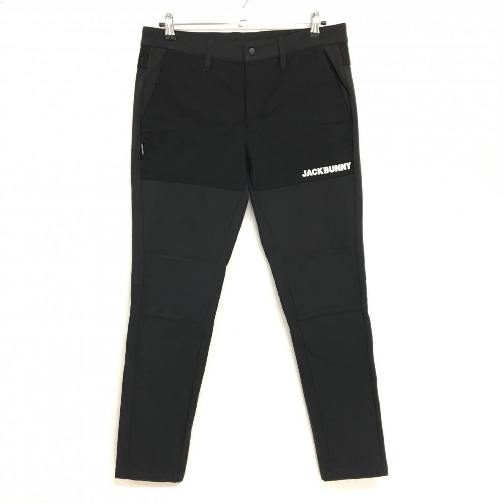 美品】ジャックバニー パンツ 黒×ダークグレー 裏微起毛 ウエスト調節
