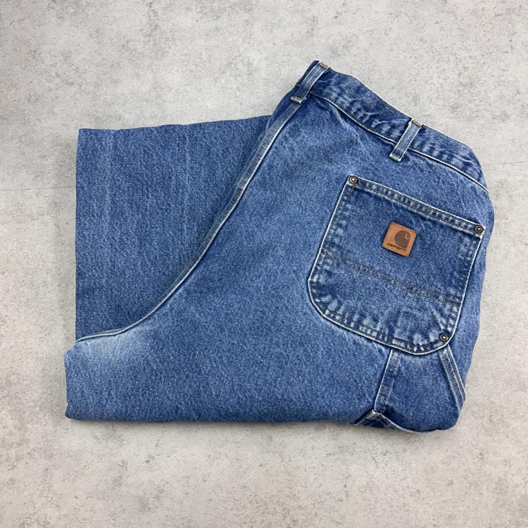 カーハート ダブルニー デニムペインターパンツ 古着 青 W42 L30