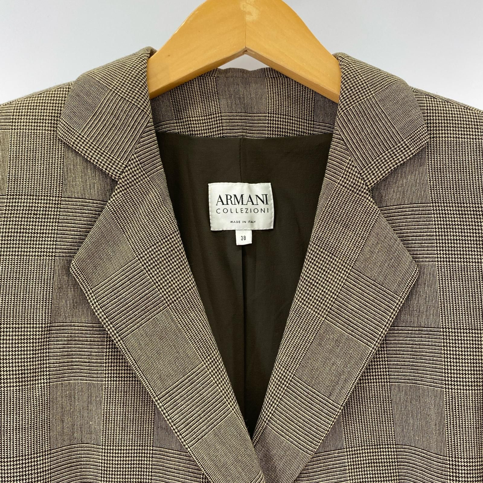 ARMANI COLLEZIONI アルマーニコレッツォーニ チェック ジャケット パンツセットアップ size上下38 ベージュ系