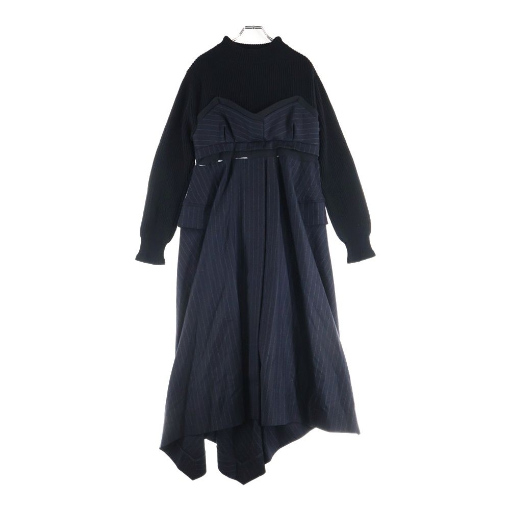 Sacai (サカイ) Wool Knit × Chalk Stripe Dress 22-06327 ニット