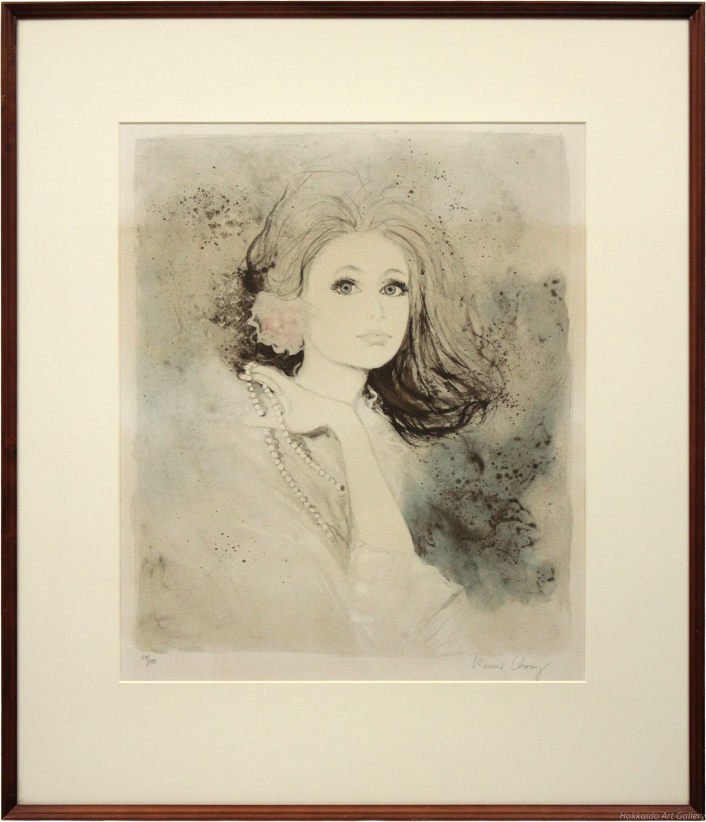 ベルナール シャロワ バラと真珠と首飾り リトグラフ 版画 絵画