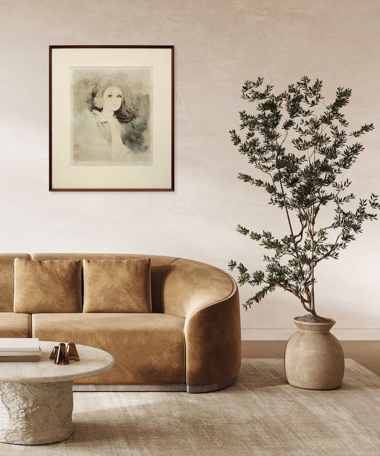 ベルナール シャロワ バラと真珠と首飾り リトグラフ 版画 絵画