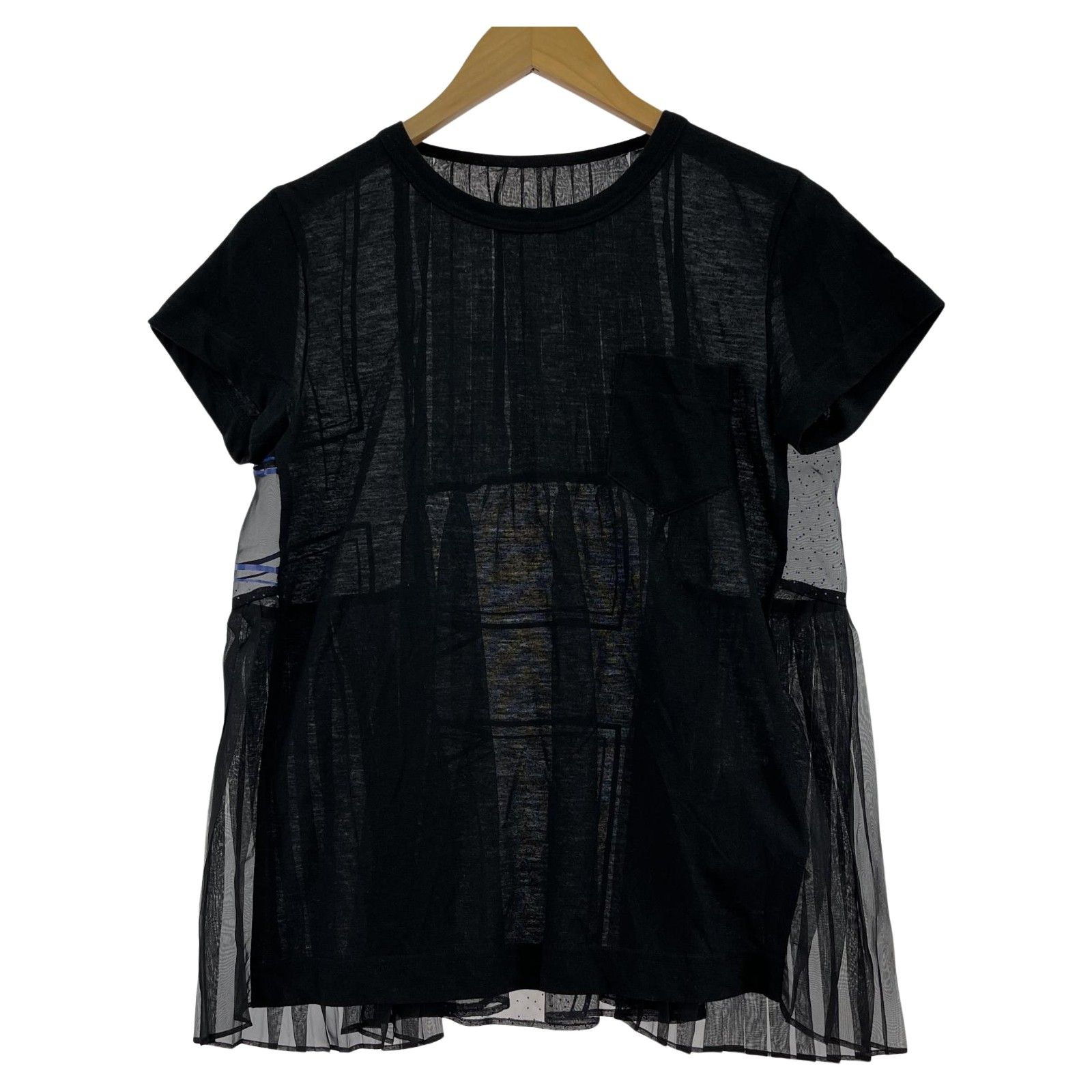 Sacai サカイ プリーツレースカットソー size2|ブラック