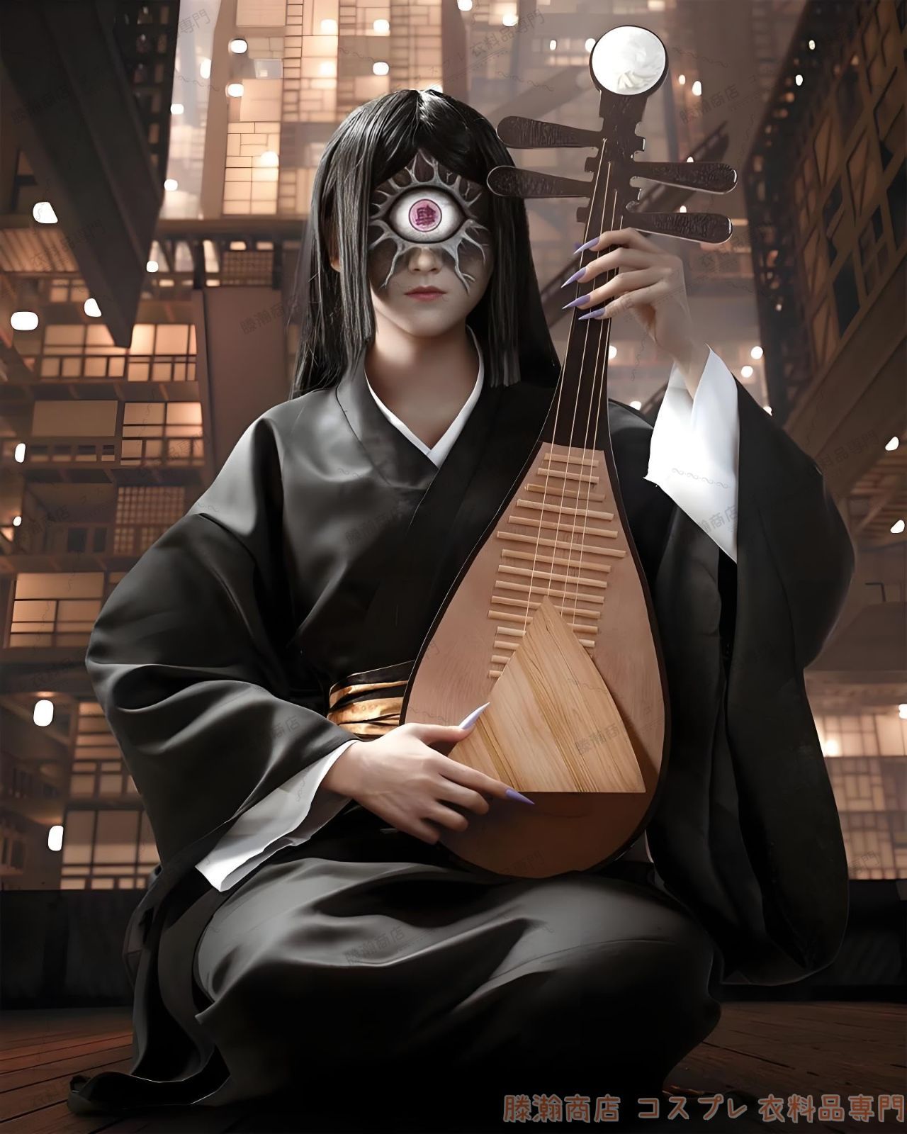 猗窩座 服 Hakuji 悲鳴嶼行冥 コスプレ ウィッグ付き 岩柱 あかざ 衣装 大人用 仮装 文化祭 イベント コスチューム ステージ服